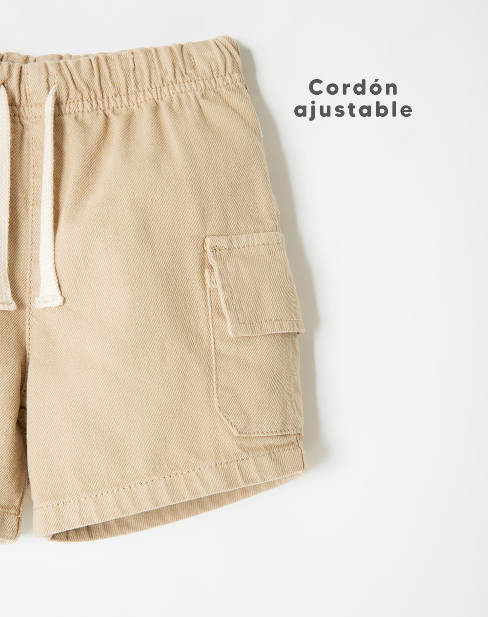 Bermuda cargo denim algodón beige niño