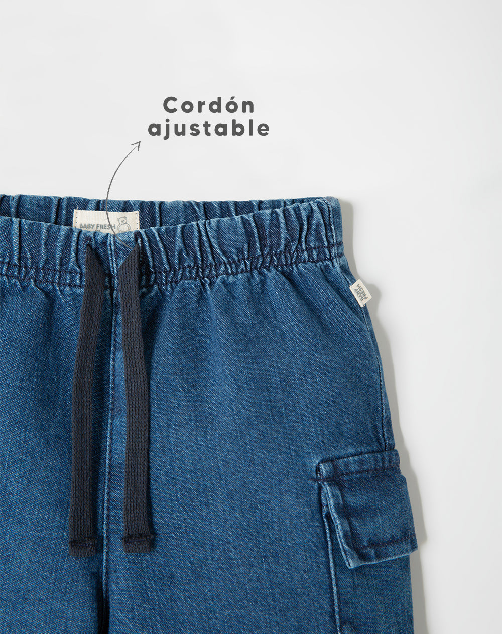 Bermuda cargo denim algodón índigo oscuro niño