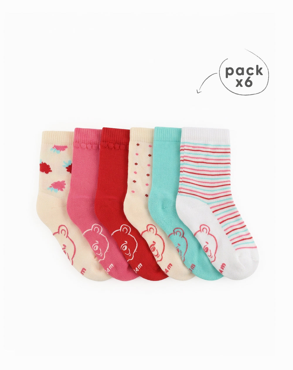 Medias niña largas pack x6 surtido