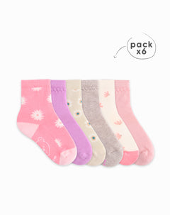 Medias niña algodón largas pack x6 surtido