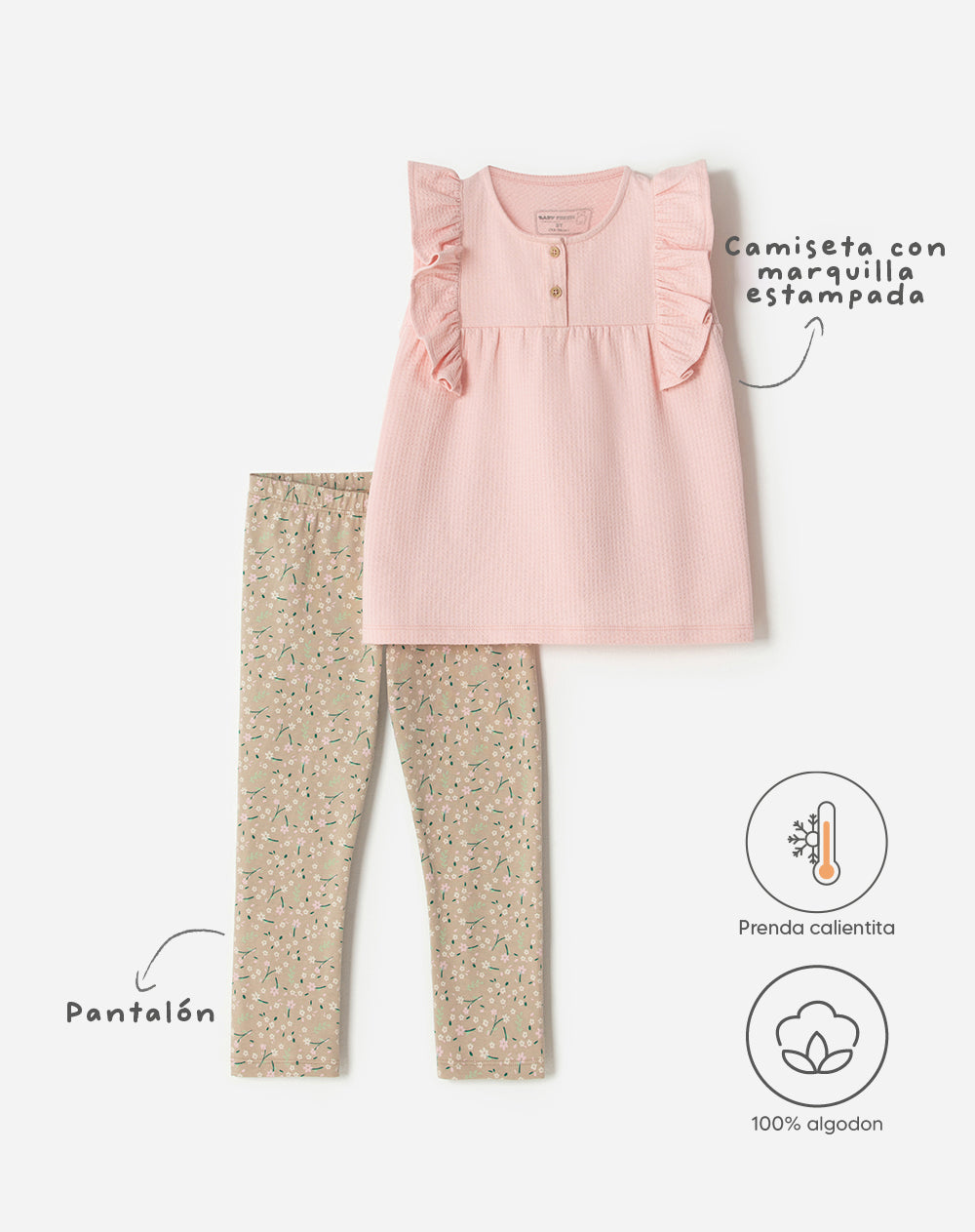 Conjunto pantalon largo rosado estampado