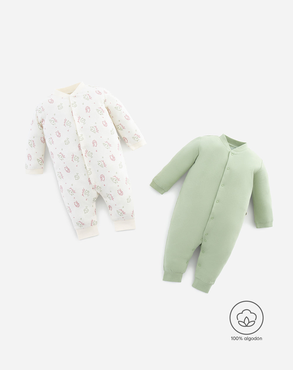 Pijama algodón botones a presión x2unds surtido bebé niña