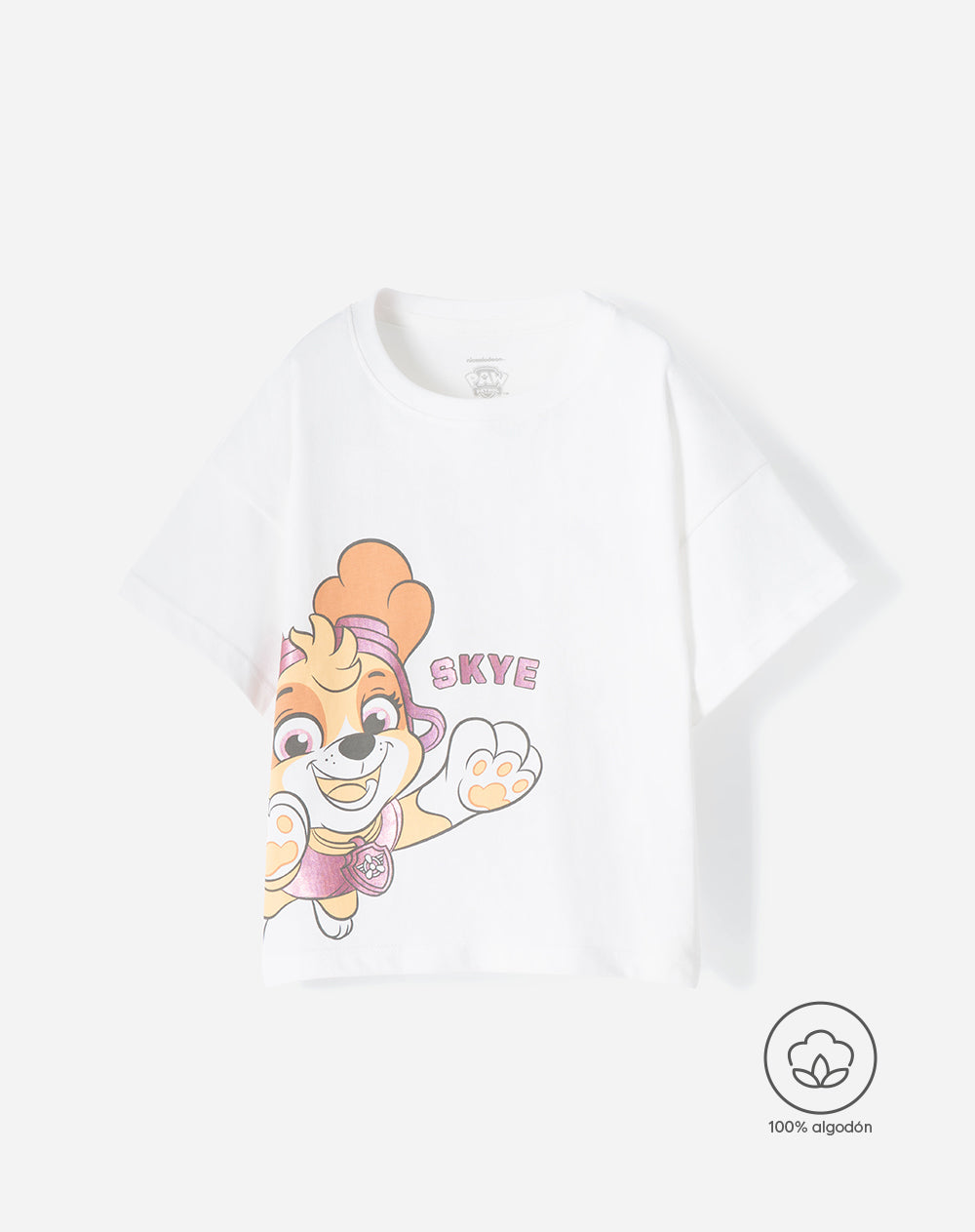 Camiseta regular algodón Paw Patrol crema niña