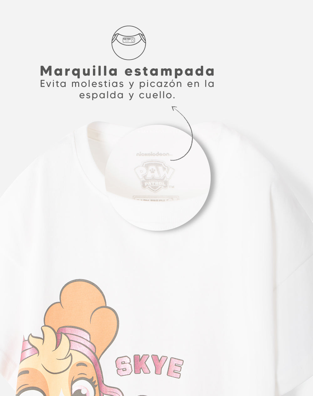 Camiseta regular algodón Paw Patrol crema niña