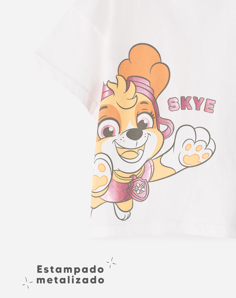 Camiseta regular algodón Paw Patrol crema niña