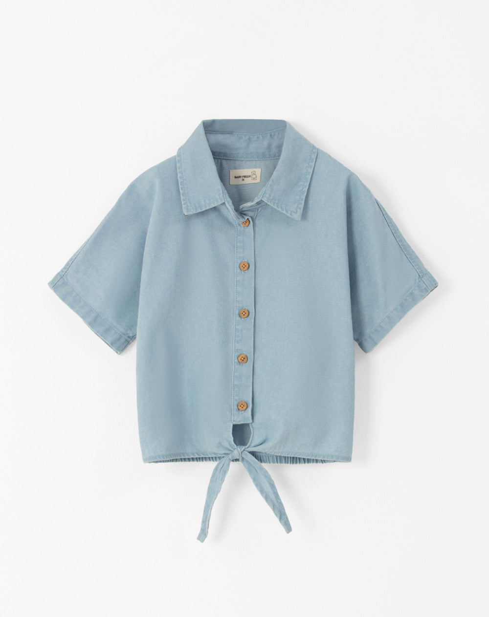Camisa regular fit manga corta índigo claro