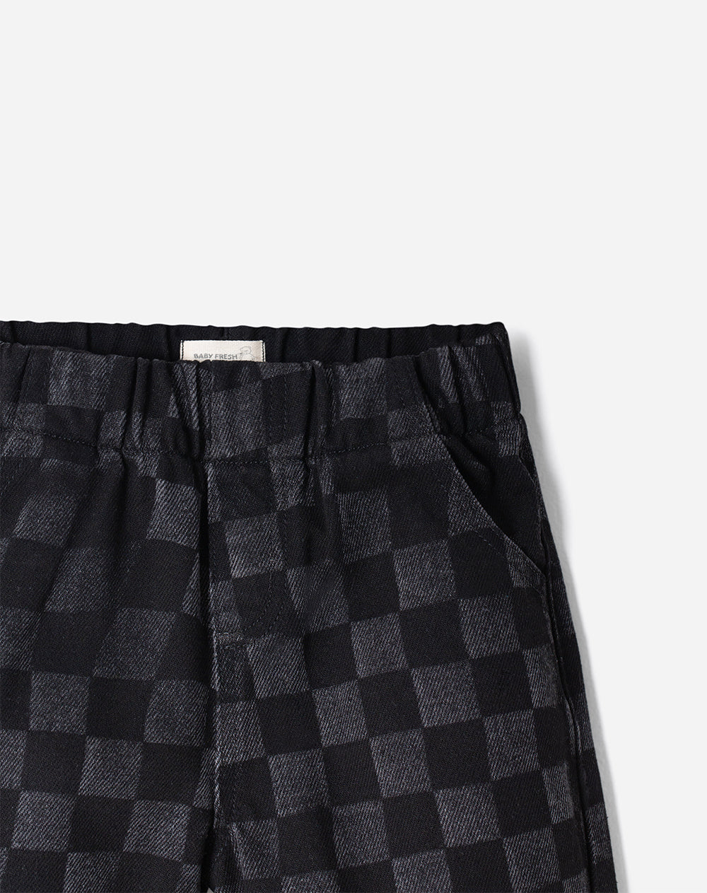 Jean recto tiro medio negro cuadros niño