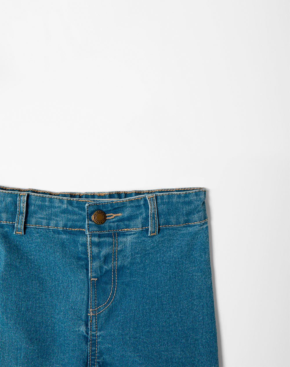 Jean wide leg tiro alto algodón índigo medio niña