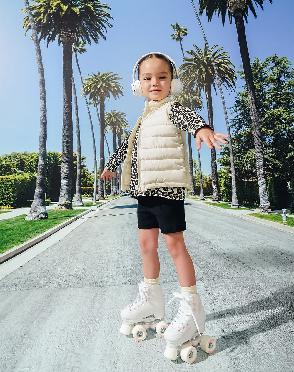 Chaleco acolchado crema niña