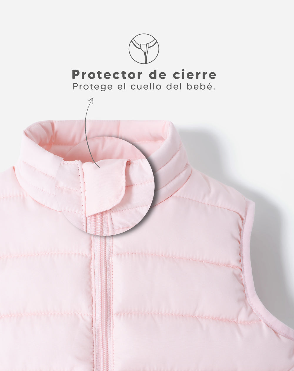 Chaleco regular fit sin capucha rosado