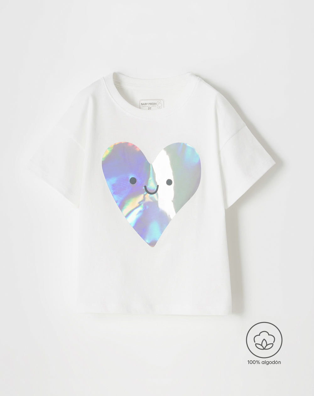 Camiseta regular algodón estampado brillante niña