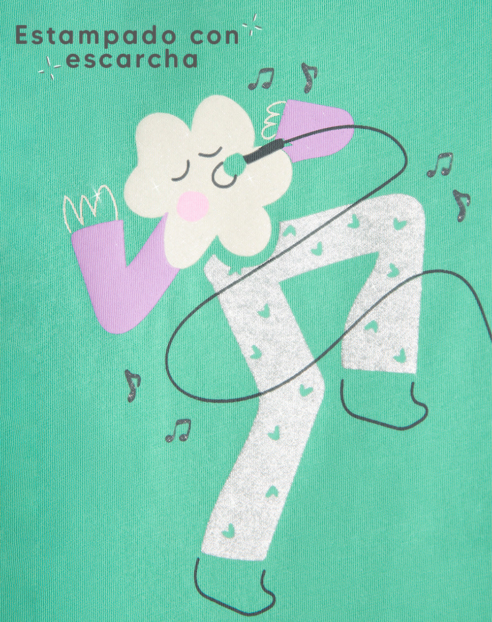 Camiseta regular algodón estampado brillante niña