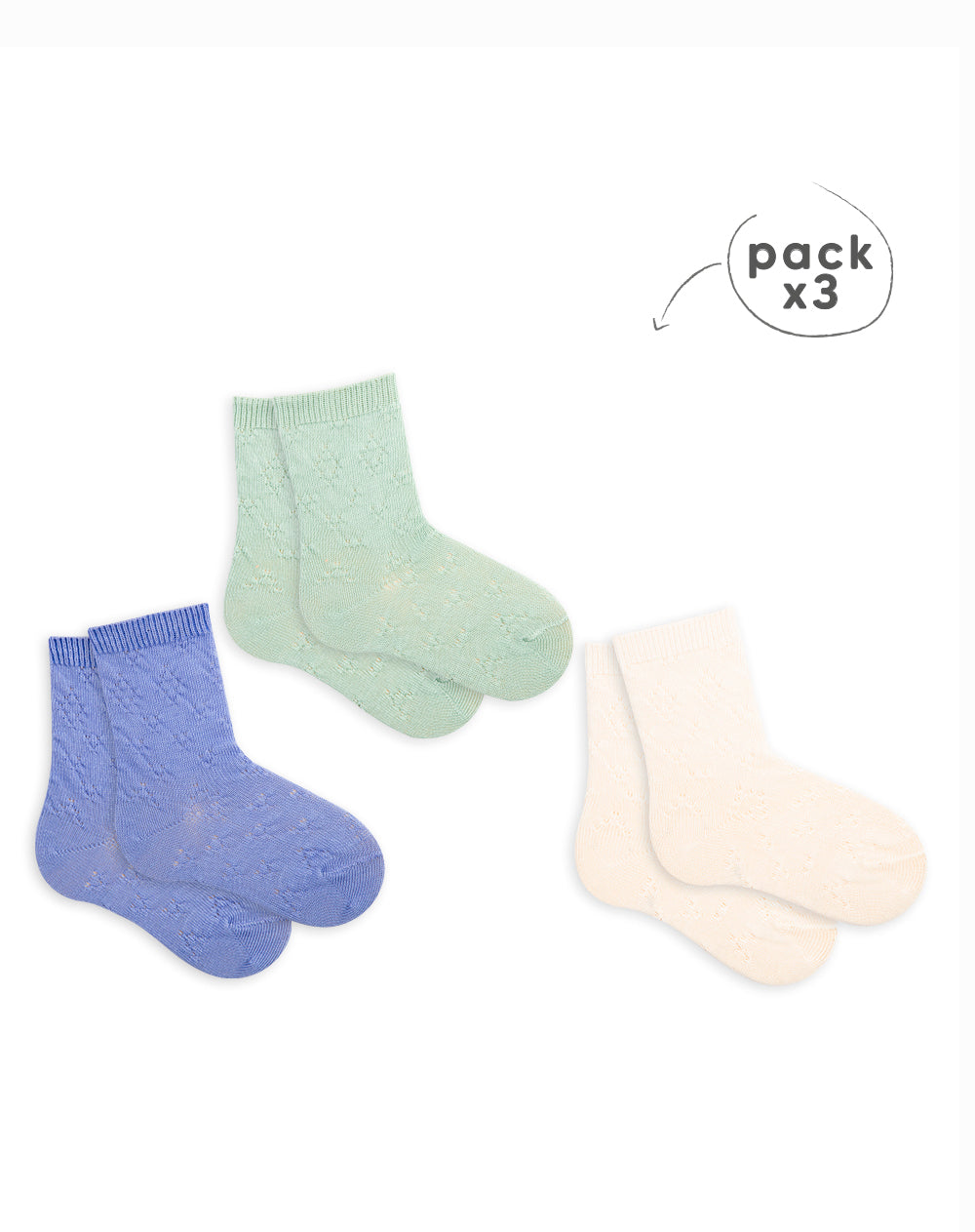 Medias niña algodón largas pack x3 surtido