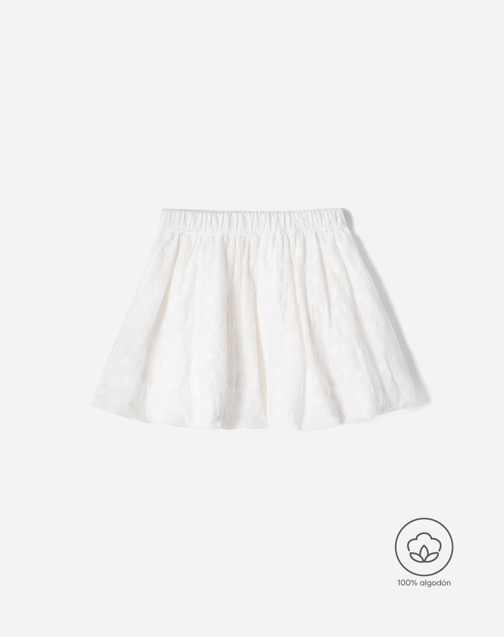 Falda bordada blanca niña