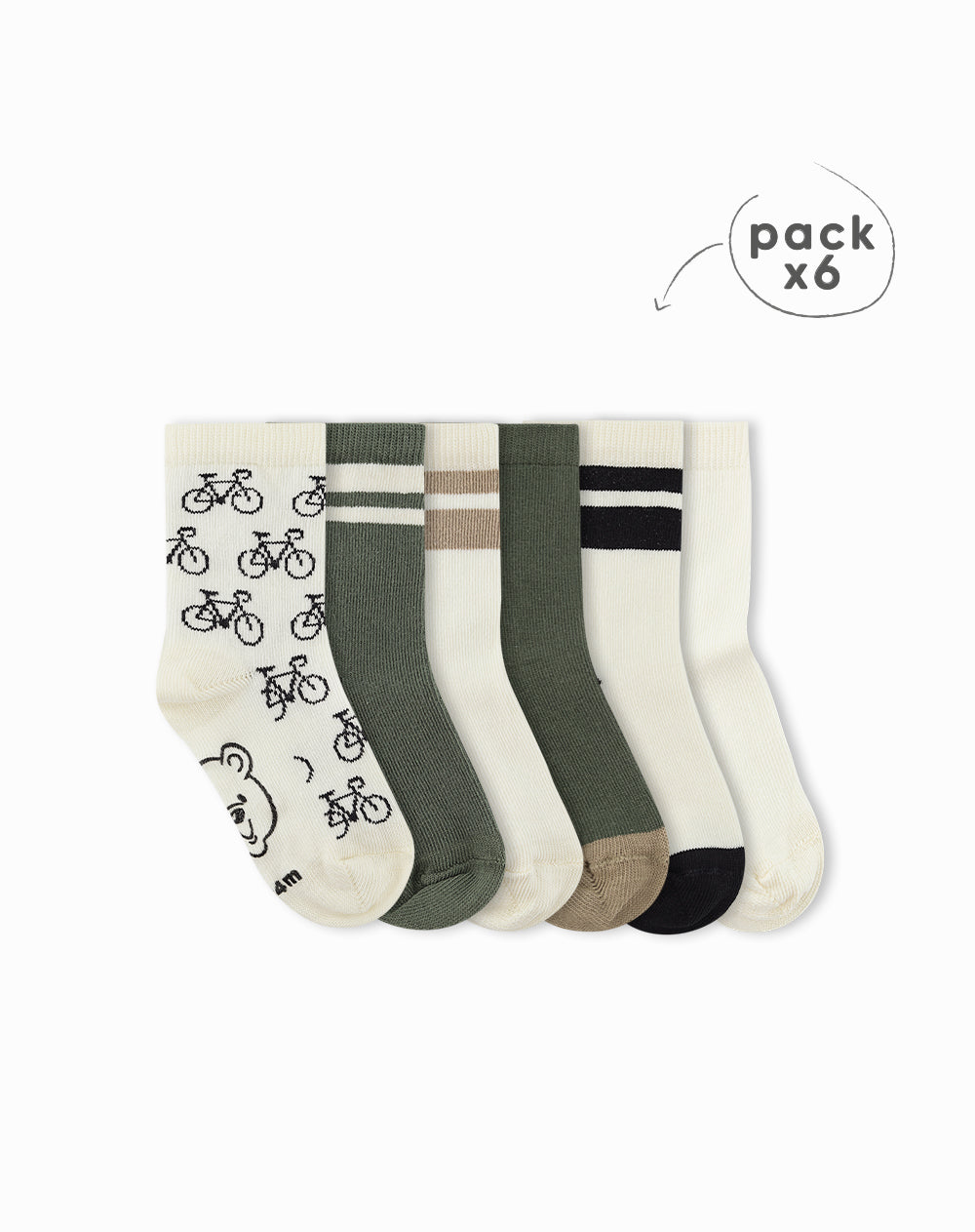 Medias niño algodón largas pack x6 surtido