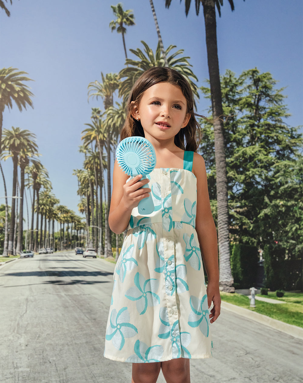 Vestido corto algodón estampado niña