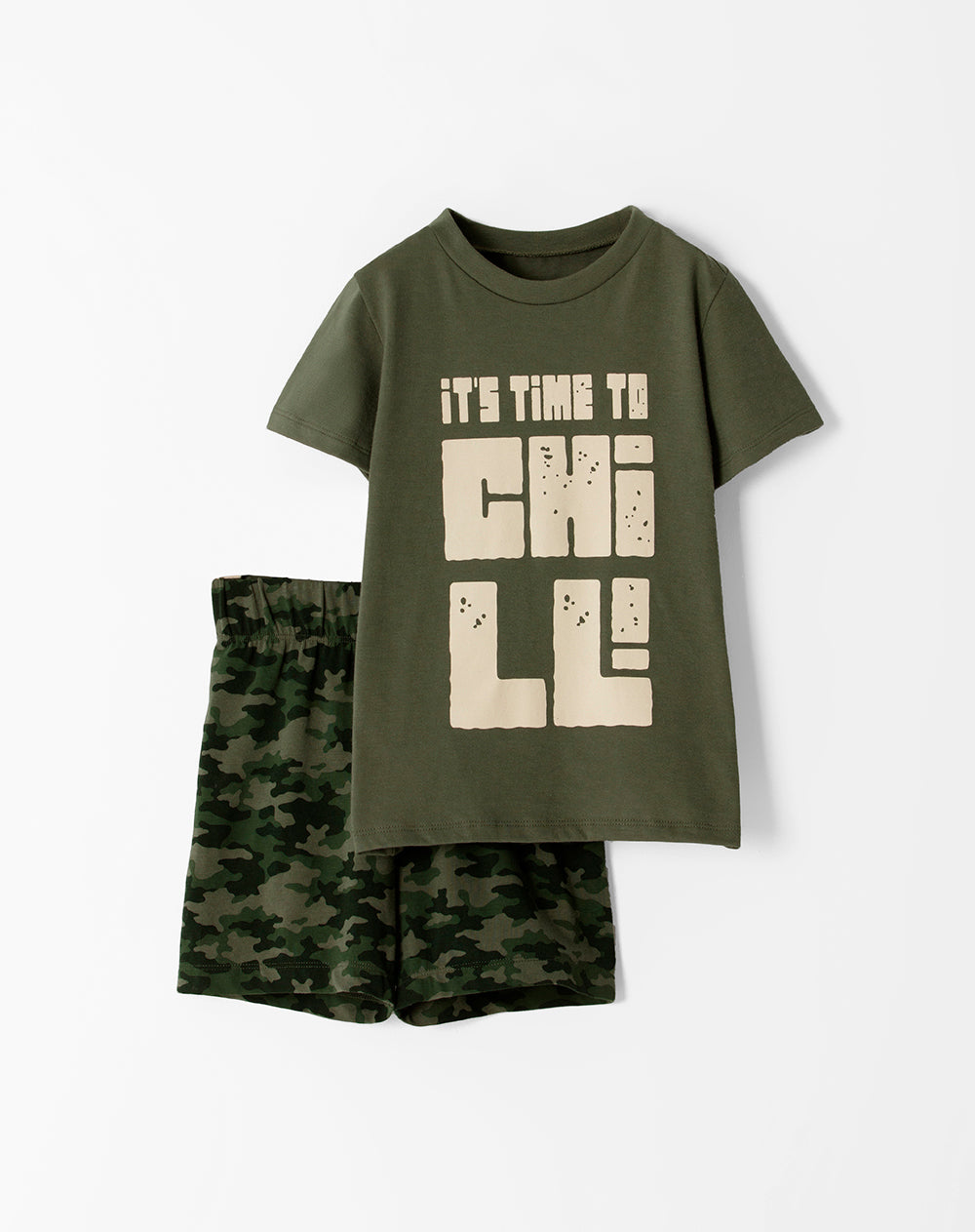 Pijama regular fit manga corta verde camuflada
