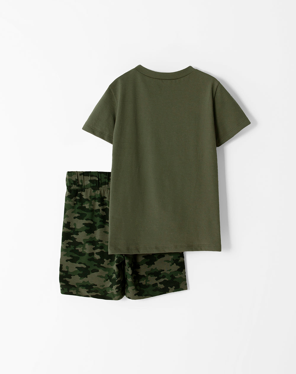 Pijama niño camiseta + short algodón verde estampada