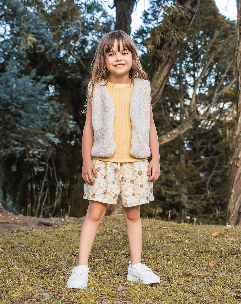 Short pantaloneta amarillo estampado