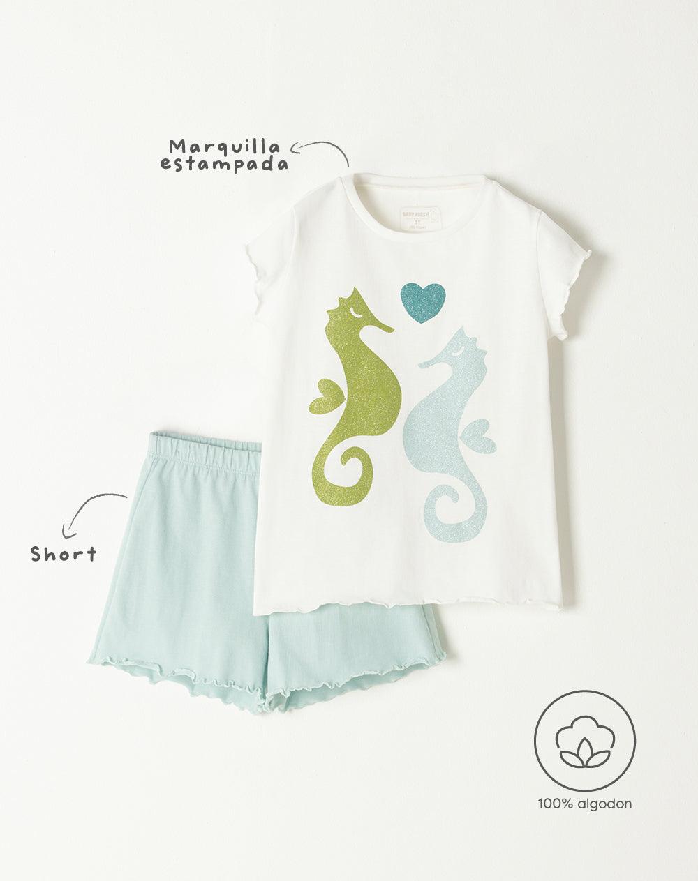 Pijama de caballos de mar azul