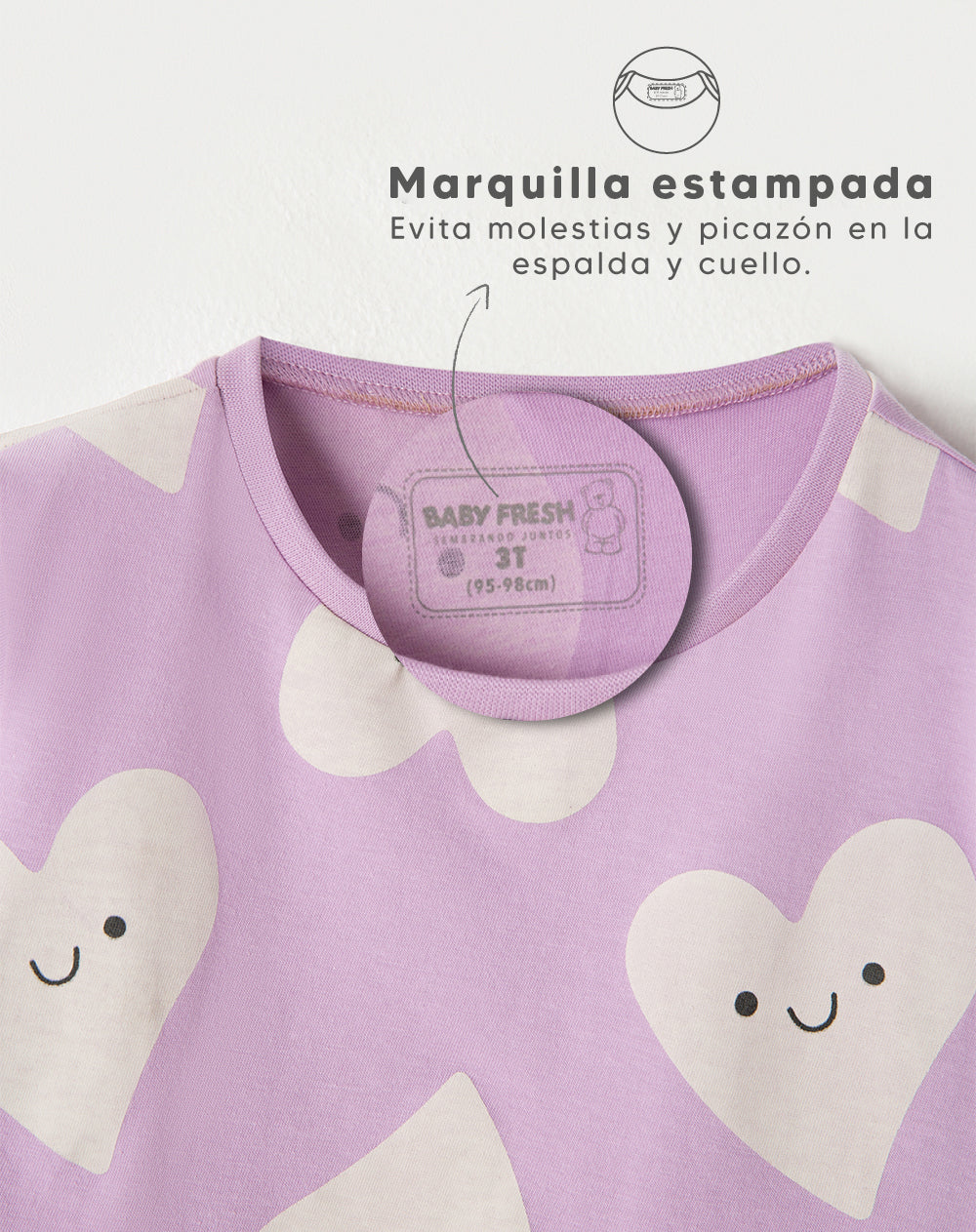 Pijama niña camiseta + short lila estampada