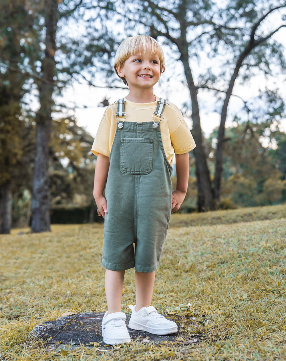 Overol regular algodón verde niño