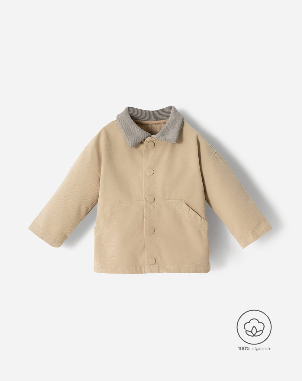 Chaqueta oversize algodón beige bebé niño