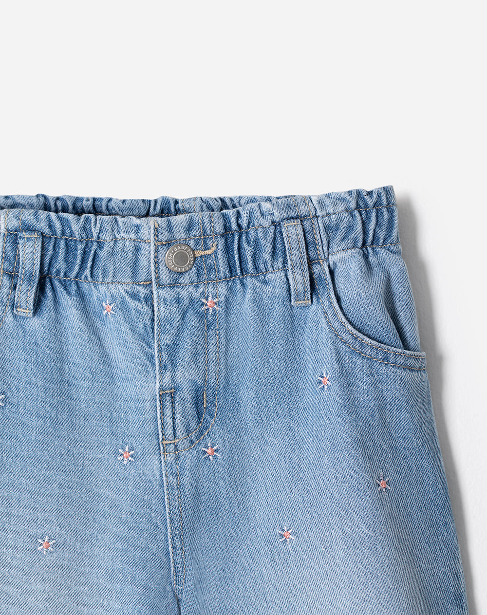 Jean wide leg algodón indigo medio niña