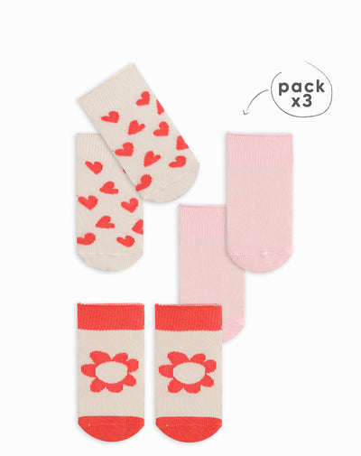Medias bebé niña algodón largas pack x3 surtido
