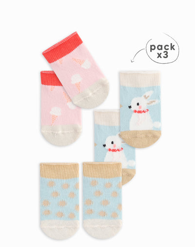 Medias bebé niña algodón largas pack x3 surtido