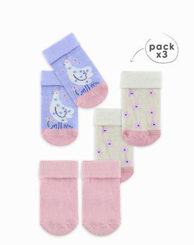 Medias bebé niña algodón largas pack x3 surtido