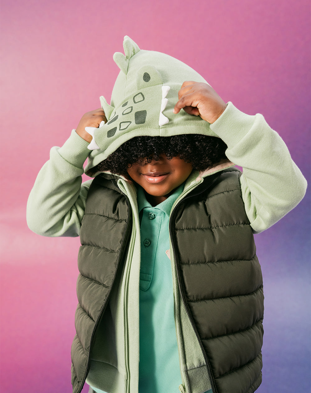 Buzo con cierre cocodrilo verde niño