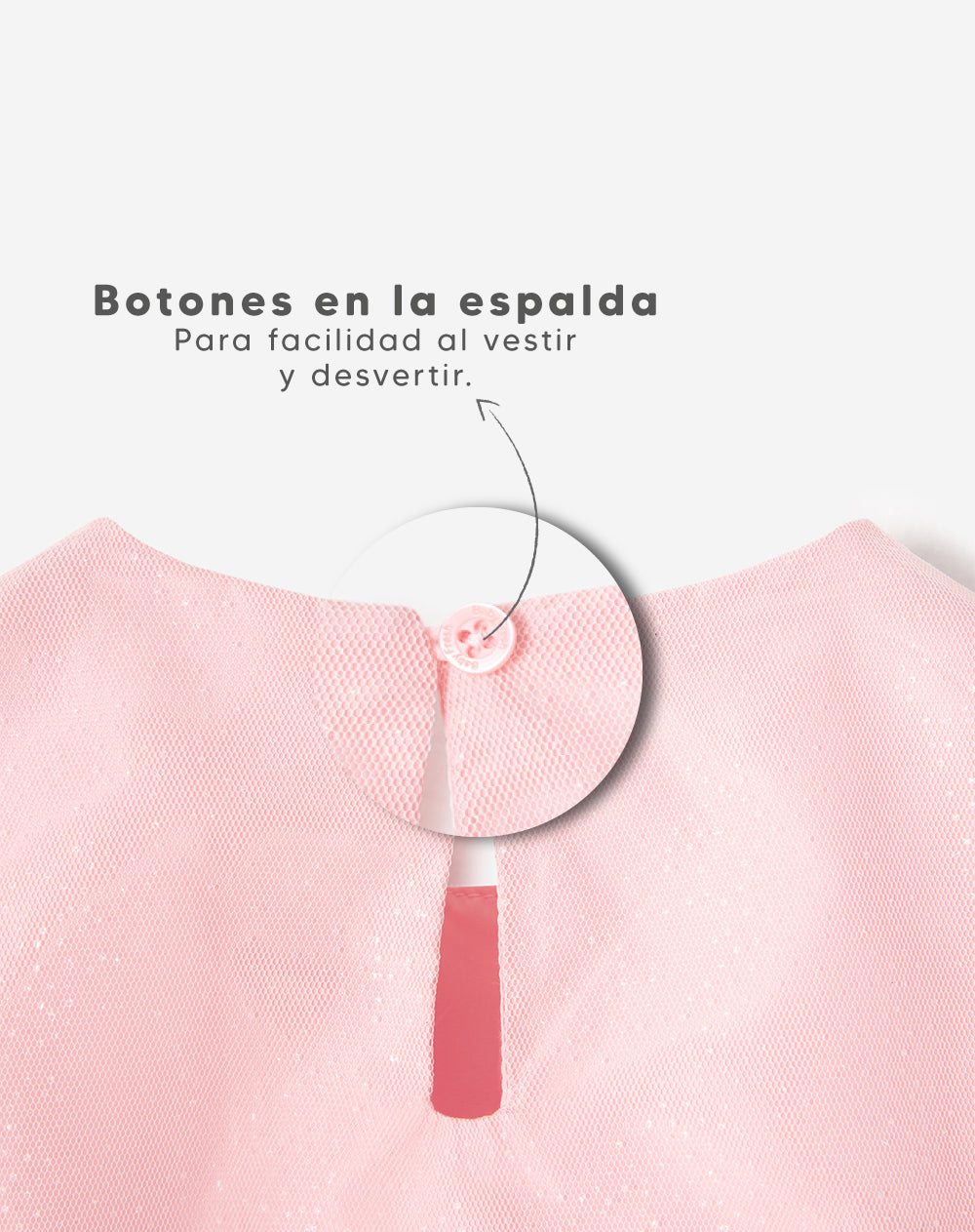 Vestido midi regular tull brillos rosa niña