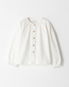 Camisa manga larga regular blanca brillos niña