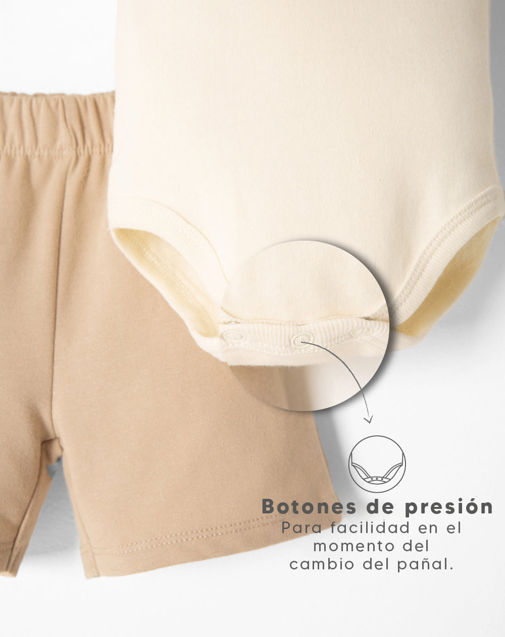 Conjunto body + bermuda beige