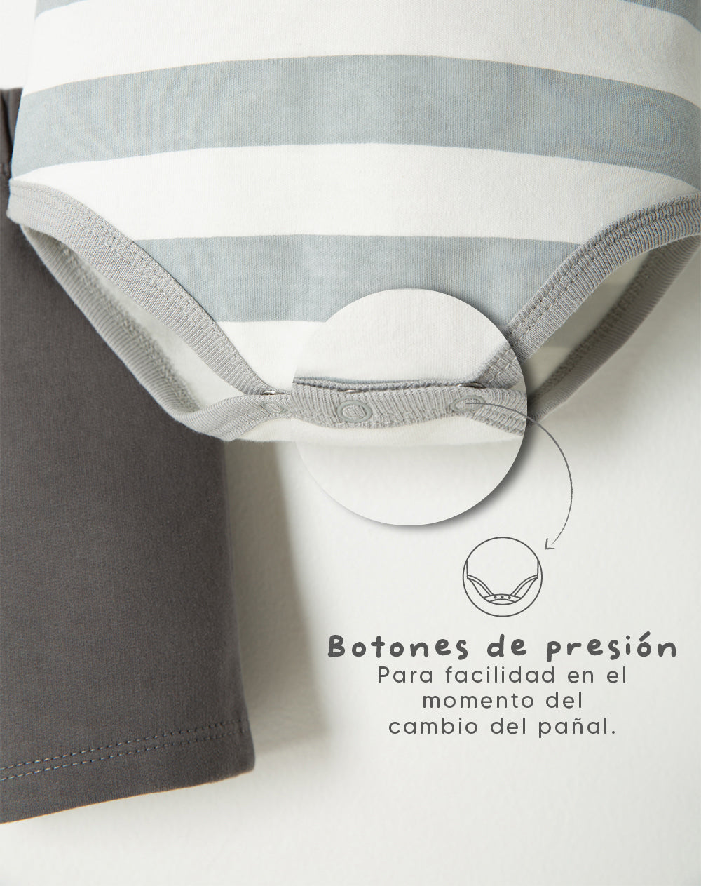 Conjunto pantalon corto camiseta gris rayas
