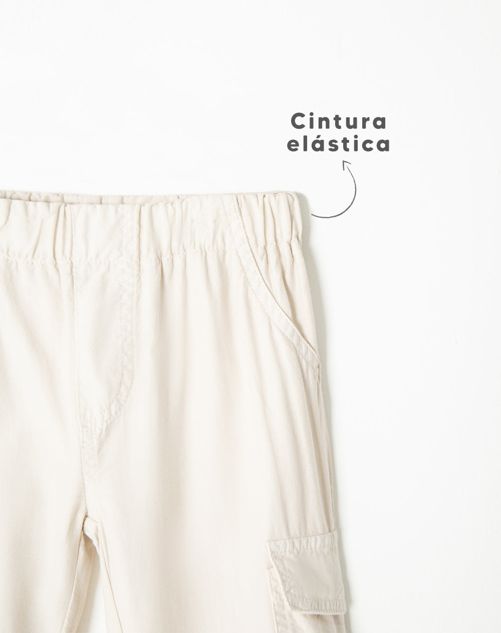 Pantalón cargo algodón crema niña