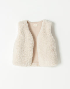 Chaleco regular peludo crema niña