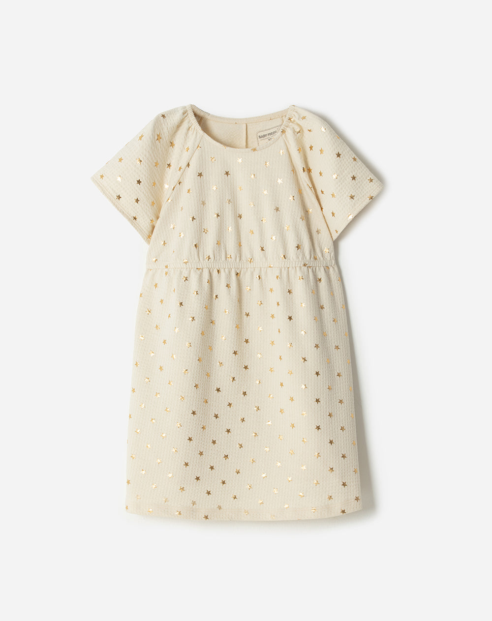 Vestido medio beige estampado