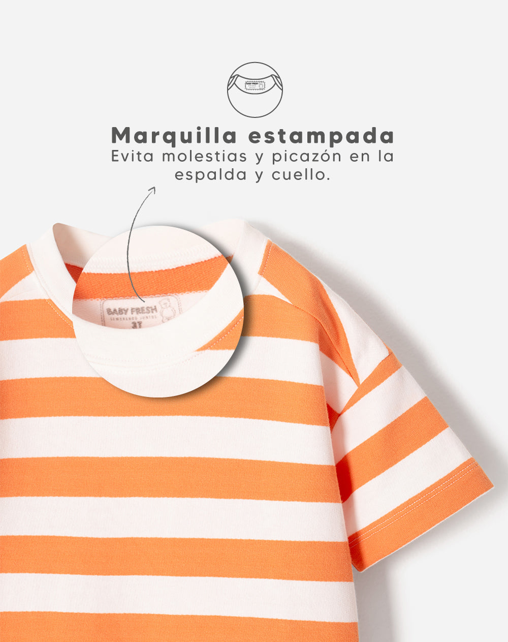 Camiseta oversized fit manga corta naranja con rayas