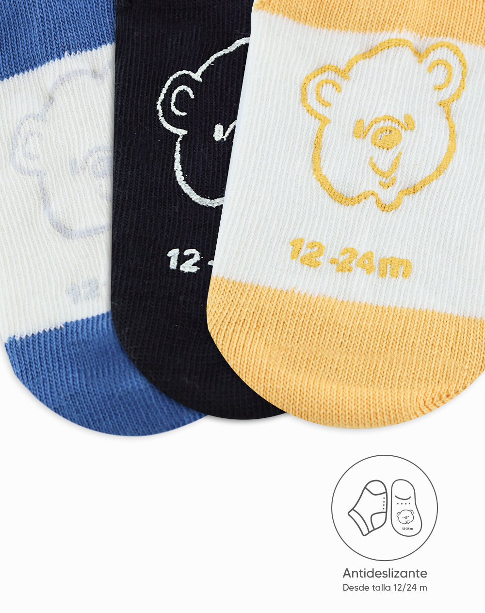 Medias niño algodón tobilleras pack x6 surtido