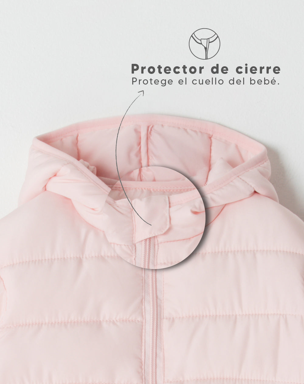 Chaqueta regular acolchada rosada niña