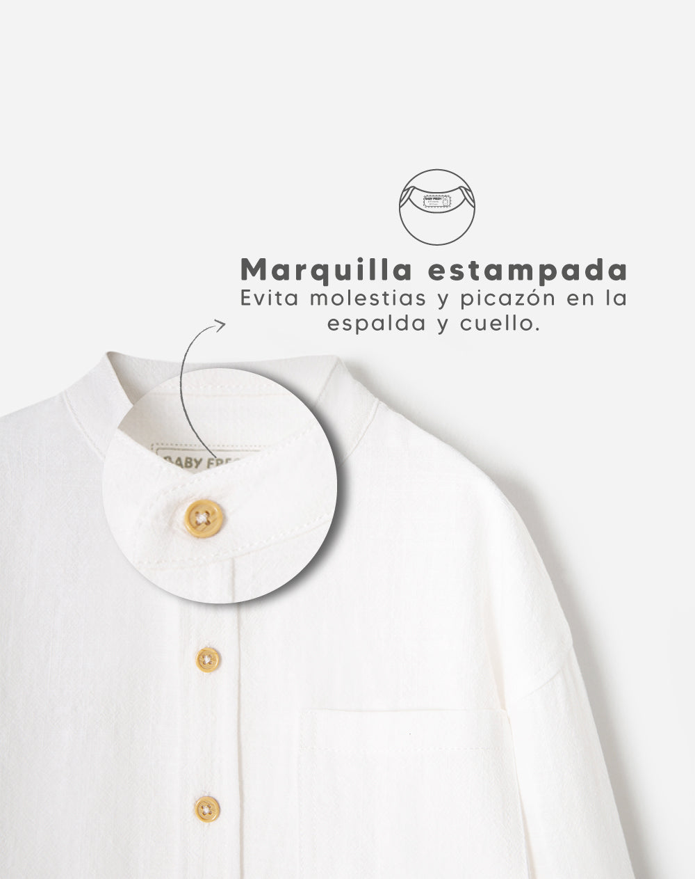 Camisa manga larga algodón blanca niño