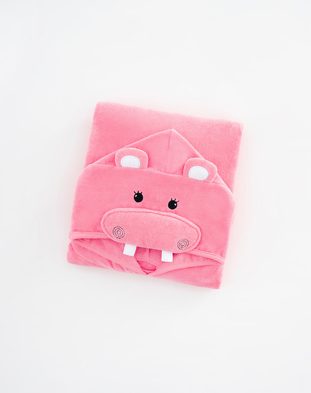 Toalla tipo poncho algodón hipopótamo rosado niña