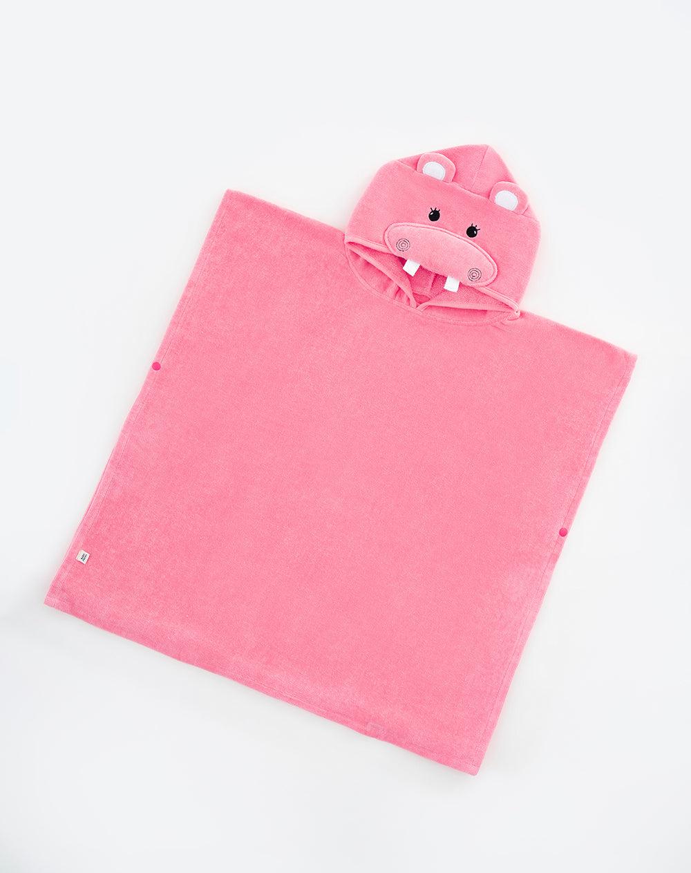 Toalla tipo poncho algodón hipopótamo rosado niña