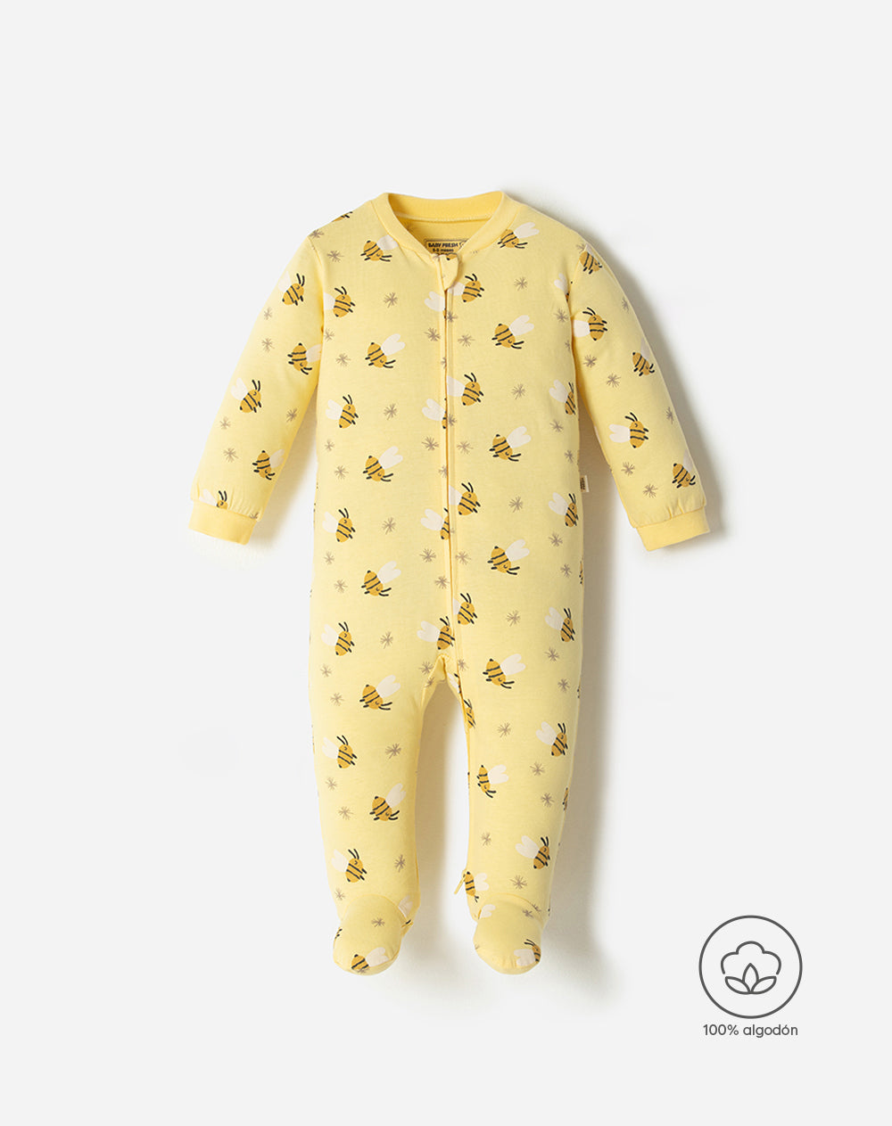 Pijama bebé niña algodón cierre doble sentido amarilla