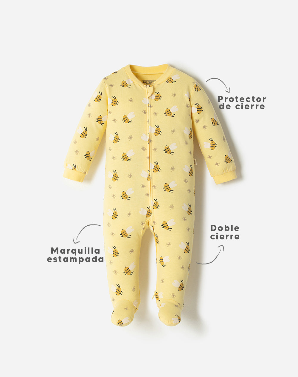 Pijama regular fit manga larga amarilla estampada