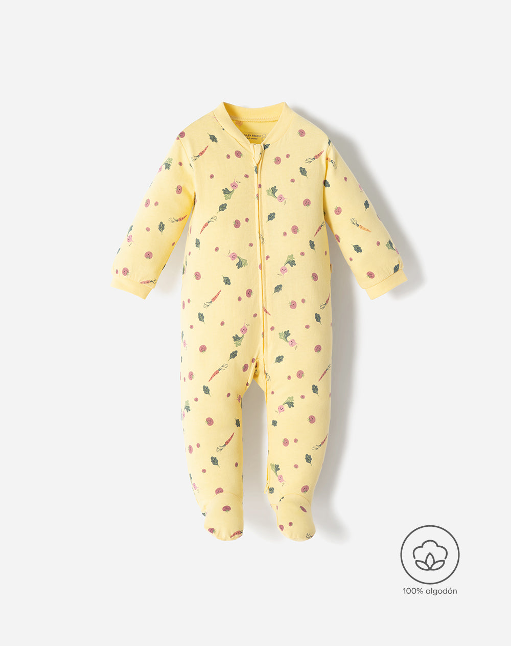 Pijama bebé niña algodón cierre doble sentido amarilla