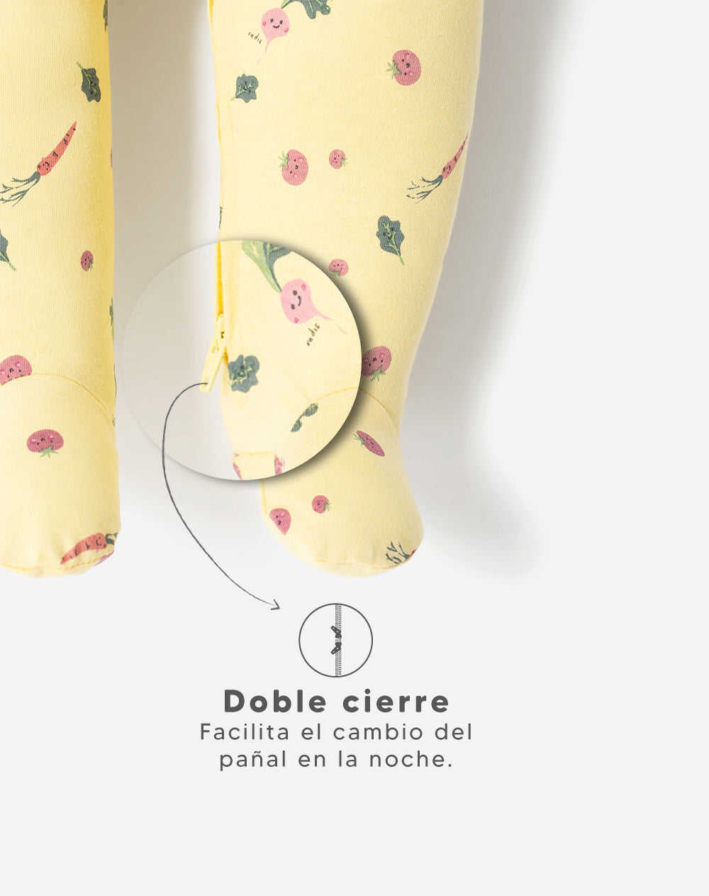 Pijama bebé niña algodón cierre doble sentido amarilla