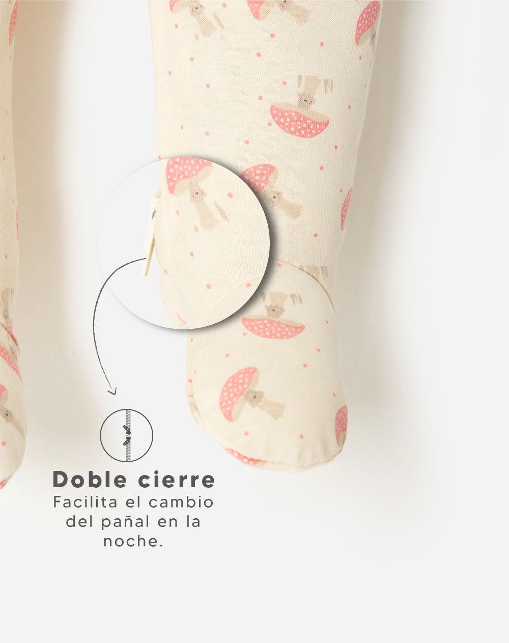 Pijama regular fit manga larga beige estampada